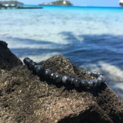 Bracelet mixte en pierre naturelle de Labradorite noire