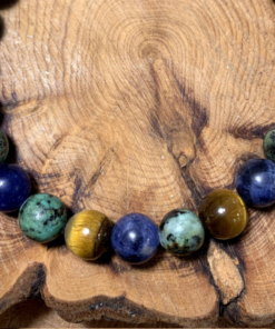 Bracelet en perles d’œil de tigre, turquoise africaine, sodalite