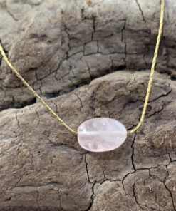 Collier pierre ovale Quartz rose