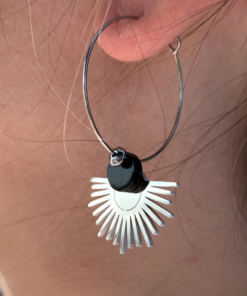 Boucles d’oreilles créoles en pierre naturelle d’onyx