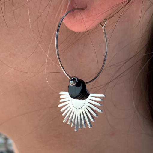 Boucles d’oreilles créoles en pierre naturelle d’onyx