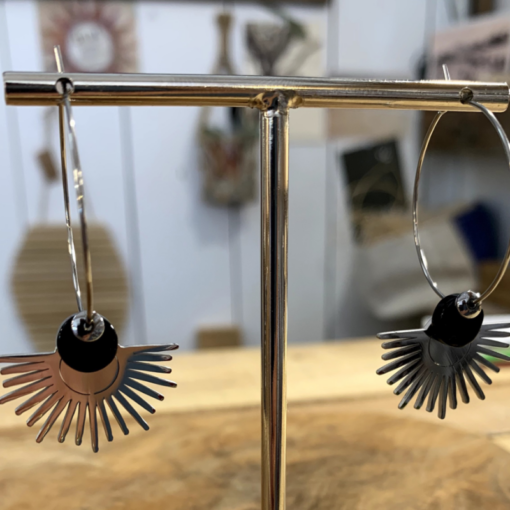 Boucles d’oreilles créoles en pierre naturelle d’onyx