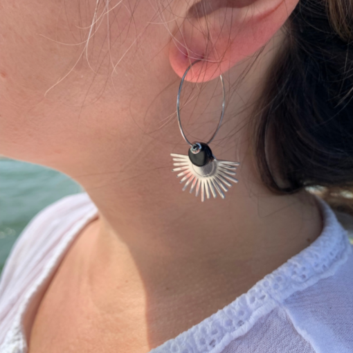 Boucles d’oreilles créoles en pierre naturelle d’onyx