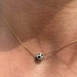 Collier perle en Jaspe dalmatien