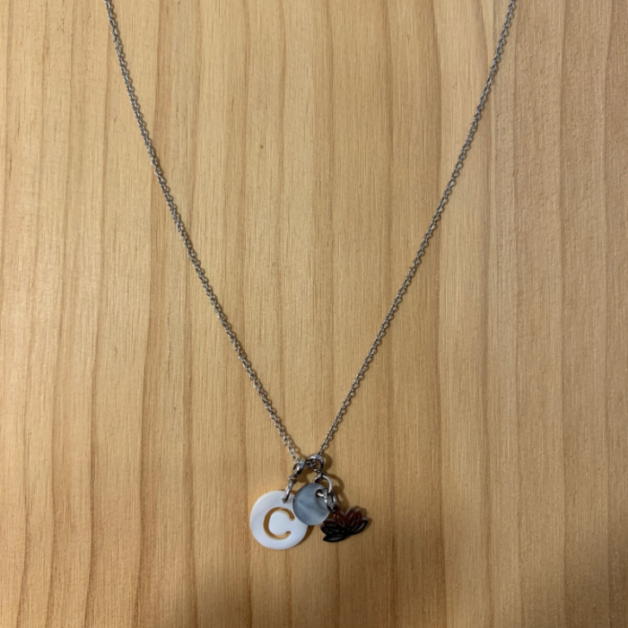 Collier personnalisé nacre acier gris